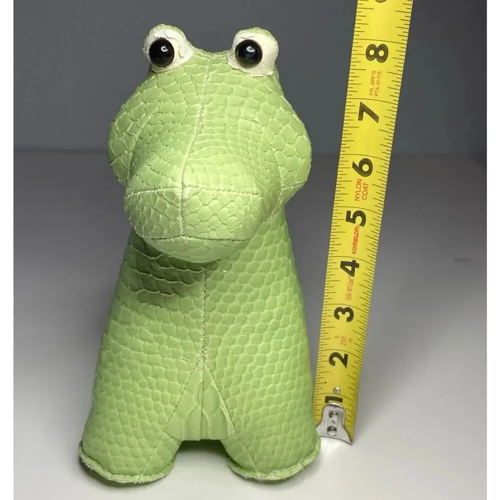 Vintage Streamline Alligator Bookend Faux Leather Weighted Green Crocodile